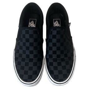 Vans Black Checkerboard Slip On Sneakers Size 7.5‎